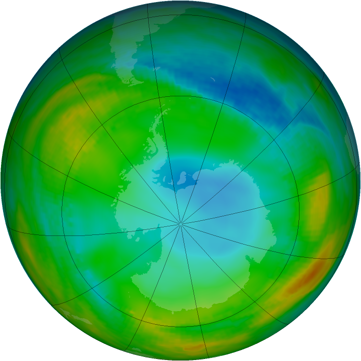 Antarctic ozone map for 18 July 1983